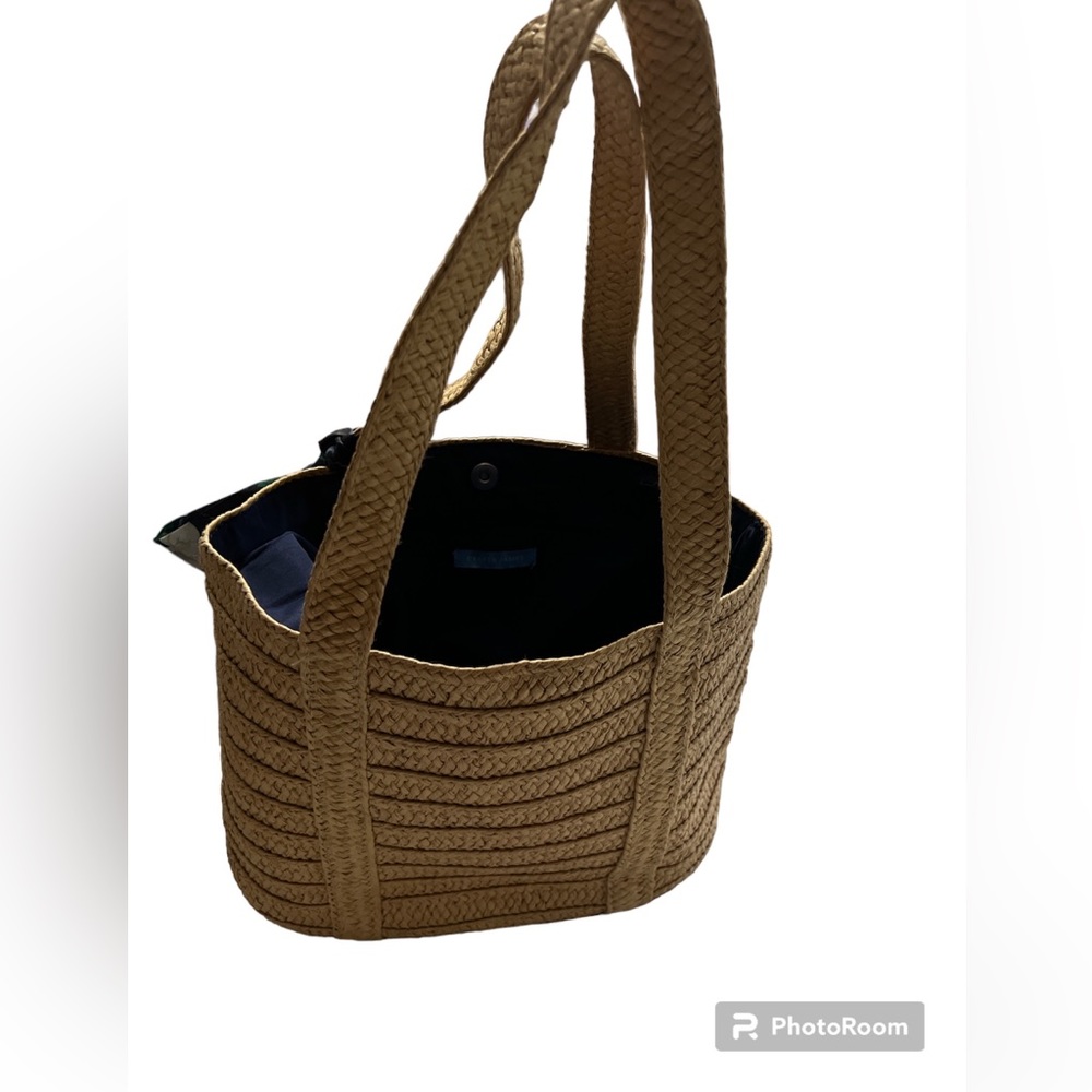 DRAPER JAMES NATURAL STRAW BAG. With bow Summer pool party Beach flirty Romantic - Picture 9 of 15